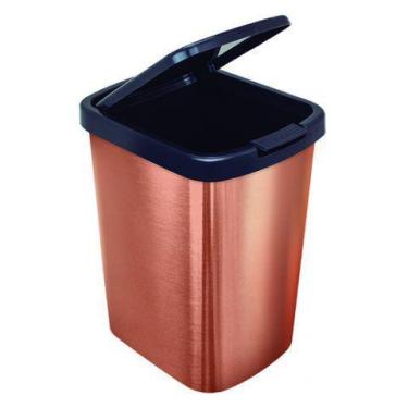 Imagem de Lixeira Prática 9 Litros Rose Click Label 25499 Arqplast, Bronze Metal