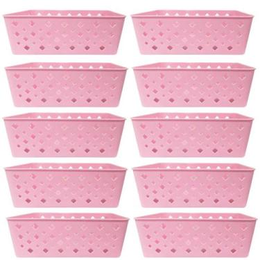 Imagem de Kit 10 Cesto Multiuso Organizador Premium Rosa 123Organizei - 123 Orga