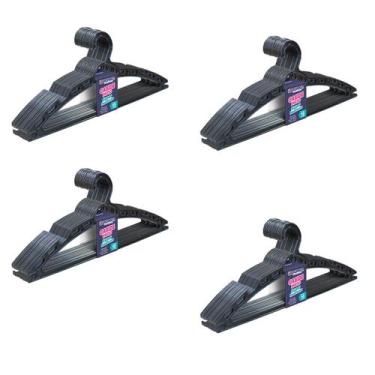 Imagem de Kit 40 Cabide Preto Super Resistente Conjunto C/10Pç 40x16cm - Arqplas