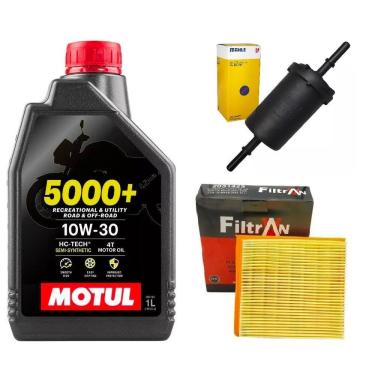 Imagem de Kit Manutenção Revisão Completa 1 Óleo Motul 5000+ 10W30 + Filtro Combustivel Mahle + Filtro Ar Filtran Bros 125 150 160