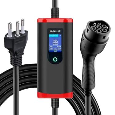 Imagem de Carregador Para Carros Elétricos Portátil Inteligente Tipo 2 Bivolt 3,5kW Com Tela LED, Cabo 5m Com Ajuste de Corrente e Proteção IP65 – Compatível BYD, GWM, Nissan e Mais