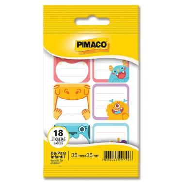 Imagem de Etiqueta Infantil de / para 18 Unidades Pimaco 35x35mm
