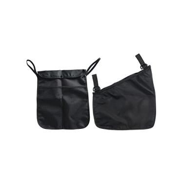 Imagem de YOLENDAR Conjunto de 2 peças, organizador de guarda-chuva com alça lateral, bolsa de carga para carrinho de bebê, Toddle de malha para mamadeira, pano de bebê, removível (conjunto preto A)