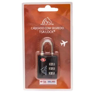 Imagem de Cadeado tsa com 3 segredos preto - POLO KING