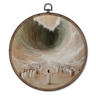 Imagem de Giosve Pôster emoldurado em tela de arte de parede cristã moderna, versículo bíblico de Jesus, religioso, separação do mar vermelho, esculturas de parede para decoração de parede para igreja, casa