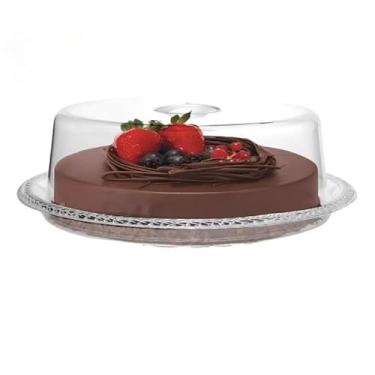 Imagem de Boleira de Vidro Com Tampa e Pé Prato Bolo Sobremesa(ACRÍLICA)