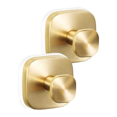 Imagem de IEUDNS 2 peças ganchos com ventosa ganchos para guirlandas fáceis de instalar decorativos de aço inoxidável à prova de ferrugem para sala de estar quarto, Ouro