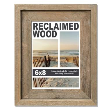 Imagem de Moldura rústica de 15 x 20 cm, moldura de madeira de celeiro recuperada com vidro temperado HD, canto de galeria familiar envelhecido, suporte de parede horizontal e vertical e exibição de mesa com