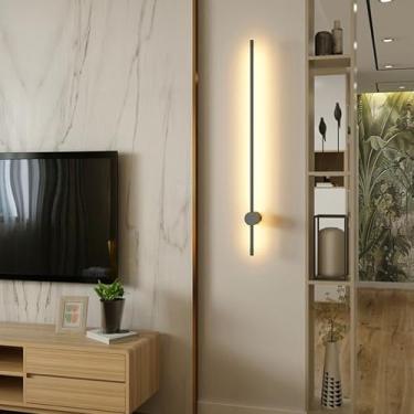 Imagem de GZZBMY Lâmpada de parede LED interior longa rotação 350° lâmpada de parede preta lâmpada de escada design moderno iluminação de parede de alumínio para sala de estar quarto sala de jantar estudo (luz