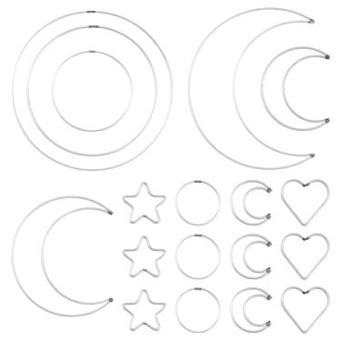 Imagem de SOFPLATE 10 estilos, 20 peças, argolas de metal para artesanato, prata, apanhador de sonhos, anéis redondos de ferro, estrela, coração, lua, para mesa, artesanato, festival, casamento, Natal