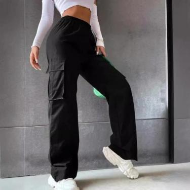 Imagem de Calças Cargo Femininas De Cintura Alta, Estilo Casual Chic, Joggers Re