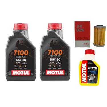 Imagem de TROCA ÓLEO 2L MOTUL 7100 10W50 4T SINTÉTICO + 1 filtro Wega JFO0026 + 1 ADITIVO MOTUL MOTOCOOL -37º DOMINAR 400