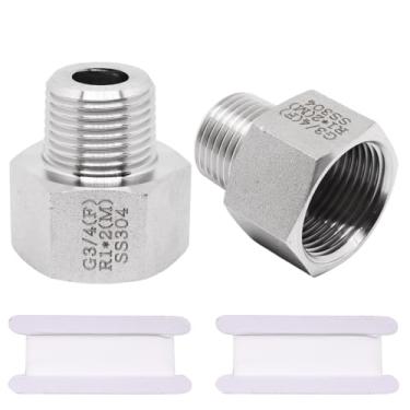 Imagem de YuGtcen 3/10.2 cm fêmea x 1/5.1 cm macho NPT redutor de bucha rosqueada, bucha de aço inoxidável 304 adaptador redutor sextavado conector de extensão de tubo de encaixe de tubo (2 peças)