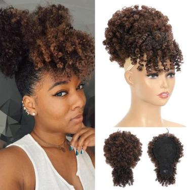 Imagem de Extensão de rabo de cavalo Fayasu Afro Puff com franja falsa loira