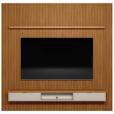 Imagem de Painel Ripado para TV 75 Pol. com Bancada 258cm Prime Plus L06 Nature/Off White - Mpozenato