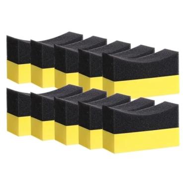 Imagem de Conjunto de 10 peças de escova de esponja de limpeza automática para limpeza de pneu de roda de carro pano de esponja de sucção de água almofada de polimento de cera escovas de pneu ferramentas