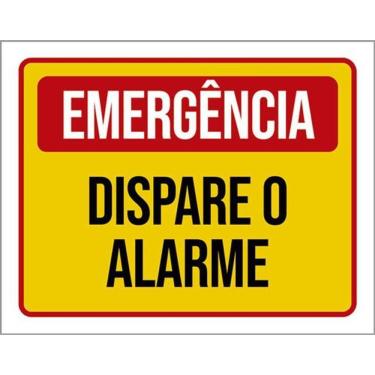 Imagem de Kit 5 Placas Sinalização - Emergência Dispare O Alarme