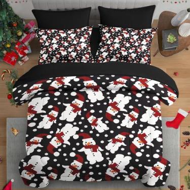 Imagem de Conjunto de edredom Pamnest Queen Size Christmas Snowman Winter