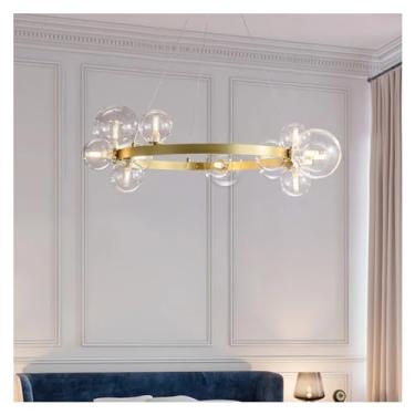 Imagem de - Lustre de bola de vidro LED Sala de estar Sala de jantar Luzes pendentes Compatível com decoração de casa dourada para quarto Luminária suspensa Luminária lustre