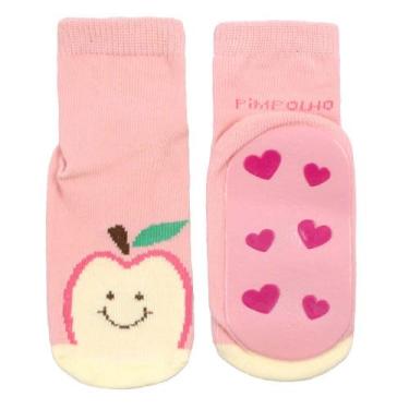 Imagem de Meia Infantil Antiderrapante Menina Tam. 26 à 30 Pimpolho, Rosa, Maçã,