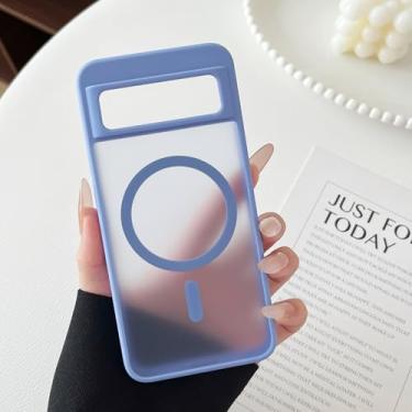 Imagem de ZCDAYE Capa para Google Pixel 8 compatível com Magsafe, capa de telefone transparente fosca à prova de choque anti-impressão digital para Google Pixel 8 (6,2 polegadas), roxo claro