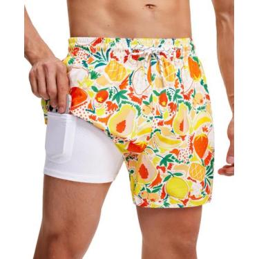 Imagem de Calções de banho masculinos Gleeease com costura interna forrada de co