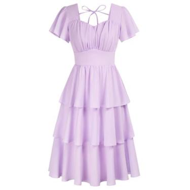 Imagem de Vestido de sol Belle Poque 2024 roxo de verão para mulheres