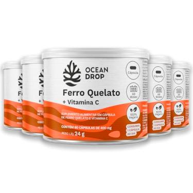 Imagem de Kit 5 Ferro Quelato e Vit. C Ocean Drop 60 Cápsulas