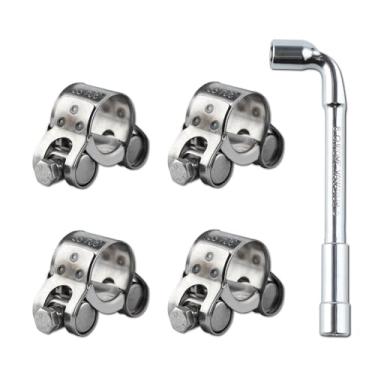 Imagem de Braçadeira de parafuso T Braçadeiras de mangueira de alta pressão 4 peças Braçadeiras de mangueira de parafuso T de alcance de 17-19 mm, braçadeiras de tubo ajustáveis resistentes com chave