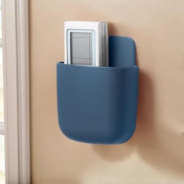 Imagem de Caixa de armazenamento de parede para controles remotos, telefones e acessórios, organizador adesivo multiuso, azul