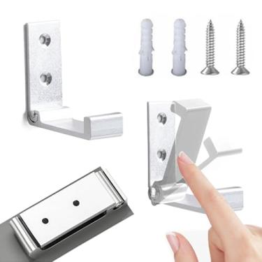 Imagem de 2 ganchos de parede dobráveis, ganchos dobráveis resistentes, ganchos montados na parede para pendurar casacos, toalhas, bolsas, chaves, chapéus no banheiro, cozinha, entrada (preto)