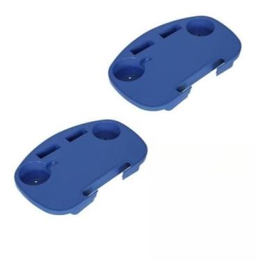 Imagem de Mesa Portatil Para Cadeira De Praia Mesinha Suporte Copo Cor Azul(kit 2 mesinha azul)