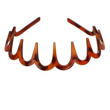 Imagem de Headwear Tubarão Dente Longo DIY Acessórios de Estilo Faixa de Cabelo Antiderrapante Ondulado Pente Faixa de Cabelo Presente Feminino (Marrom)