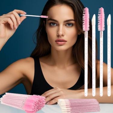 Imagem de 100 peças descartáveis de cristal rímel varinha e pincéis labiais spoolies de cílios aplicador de brilho labial tatuagem sobrancelha suprimentos de extensão de cílios