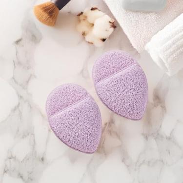 Imagem de Conjunto de 2 esponjas faciais reutilizáveis, esponjas esfoliantes faciais, removedores de maquiagem, almofadas esfoliantes para limpeza facial para lavagem diária do rosto
