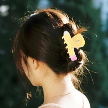 Imagem de Grampo de cabelo de volta às aulas para estudantes, professores, listras amarelas, prendedores de mandíbula para cabelos grossos e finos, presilhas de mandíbula para professores, presentes de