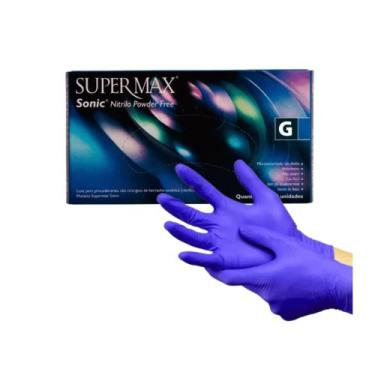 Imagem de Luva de Procedimento Nitrílica Sem Pó Azul Royal Supermax - TAM G (cx 