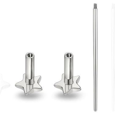 Imagem de limerencia Barra interna de titânio 16G/18G hipoalergênica com rosca de substituição, brincos de pino com parte traseira plana Post Medusa Helix Couch Labret Bar para mulheres e homens orelhas