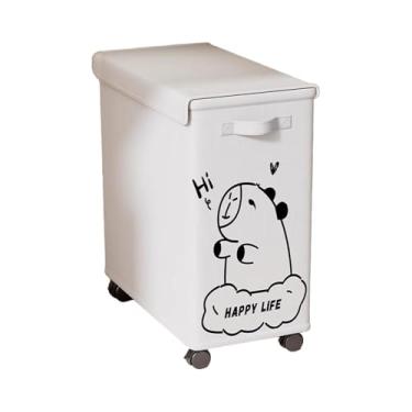 Imagem de DimyFew Carrinho de utilidades embaixo da mesa, cesto de roupa suja com tampa e rodas, organizador prático, carrinho móvel com rodinhas para casa, sala de, Capivara Branca Xl