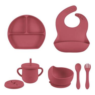 Imagem de Kit Introdução Alimentar De Silicone Para Bebê - 2W, Vinho Tinto