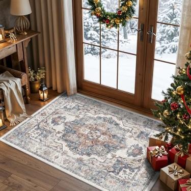 Imagem de Tapetes laváveis para área de entrada 3x4: tapetes antiderrapantes para pia de cozinha de fazenda, tapete pequeno resistente à água para banheiro, sala de estar, capacho fino e macio tapete decorativo