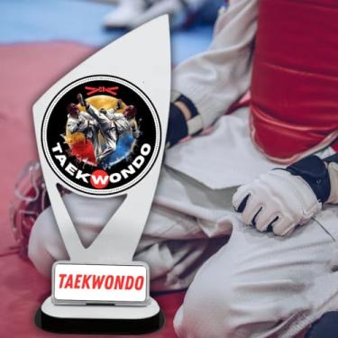 Imagem de Troféu Para Taekwondo Em Acrílico Para Premiação Torneio de luta Kit 3 Peças