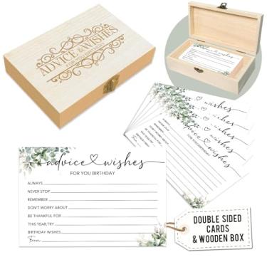 Imagem de LeFohLon Cartões de conselhos e desejos de vegetação com caixa para aniversário, 50 cartões de conselhos de livro de visitas Psc para festa de jogo - decorações de festa de aniversário de 16 anos, 18