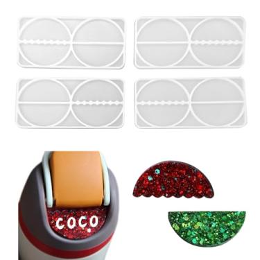 Imagem de 4 moldes de placa de nome de silicone, molde de etiqueta de nome personalizado de 4 cavidades para garrafa de água Owala Tumbler 680 g 947 g 1,134 g, kit de fabricação de epóxi de resina DIY