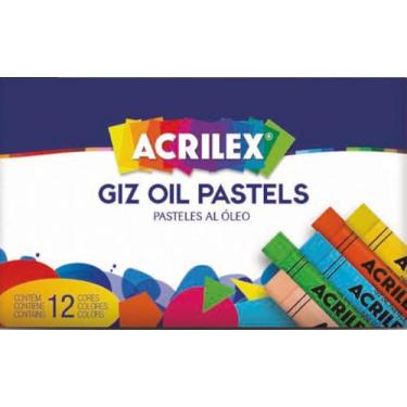 Imagem de Giz Pastel Oleoso, Kit Artístico com 12 Cores Sortidas, Pastéis ao Óleo para Desenho e Pintura ACRILEX