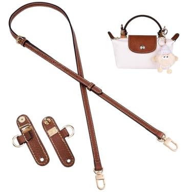 Imagem de Gastinsave Alças de substituição de bolsa, alça de ombro transversal de couro ajustável para bolsa Longchamp feminina (boneca dourada marrom profundo)