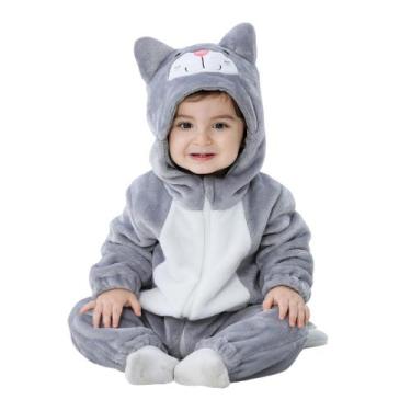Imagem de Fantasia TONWHAR Unissex Baby Animal Halloween Grey Cat 4-5T