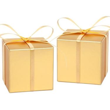 Imagem de Caixas de presente Aacortalk Mini Gold 5x5x5cm com fitas 100 unidades 