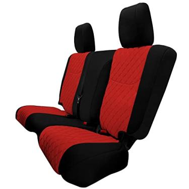 Imagem de FH Group Neosupreme Conjunto traseiro de capas de assento personalizadas para Jeep Wrangler JK 4DR 2007-2018 | 2ª fileira | Resistente à água VERMELHO