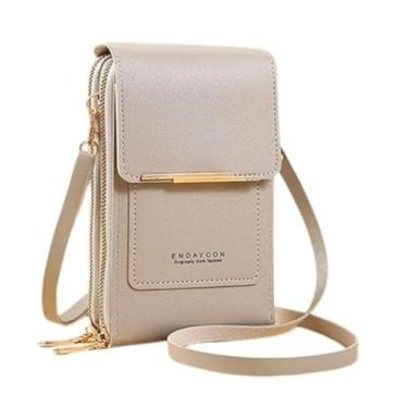 Imagem de TouchBag Bolsa Feminina 2 em 1, Couro Sintético Vegano, Visor Touch Transparente, Alça Transversal, Design Compacto, Cinza Premium